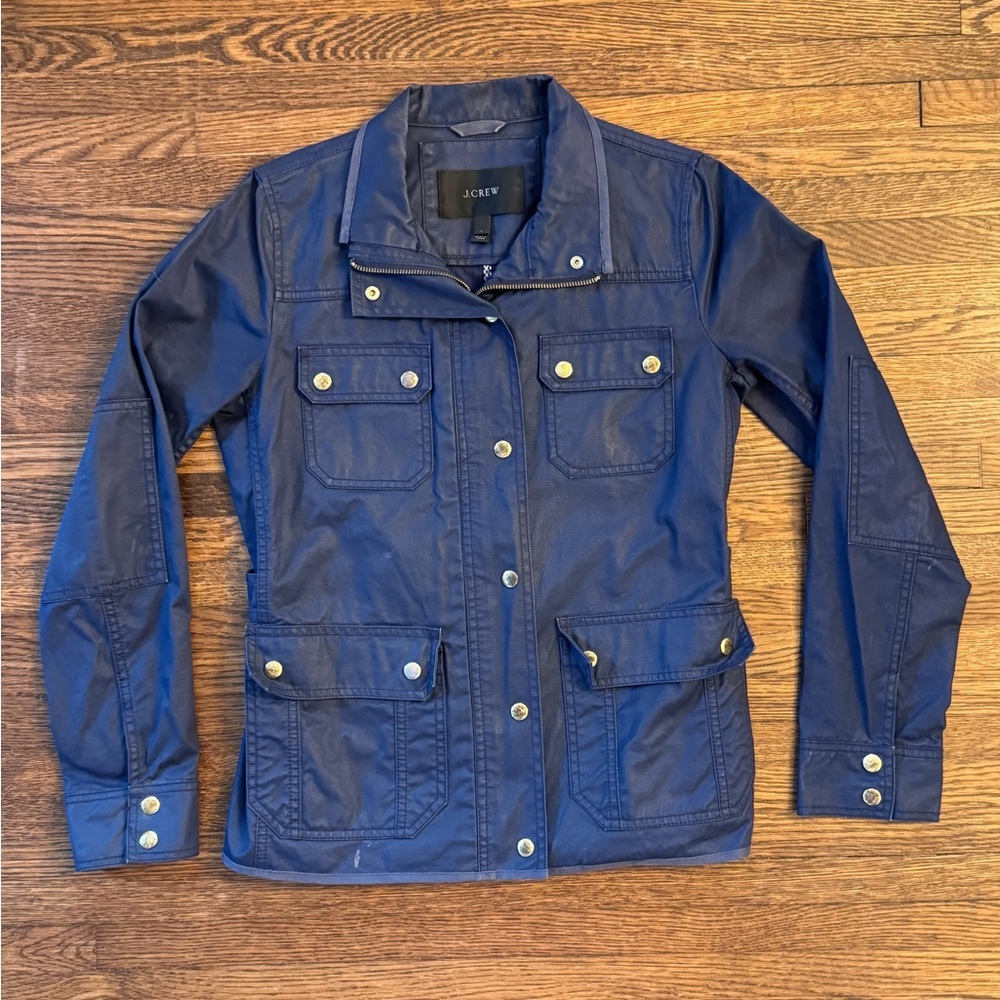 J. Crew Dark Blue Utility Jacket Cargo Pocket Downtown Field Size Small - Picture 3 of 8